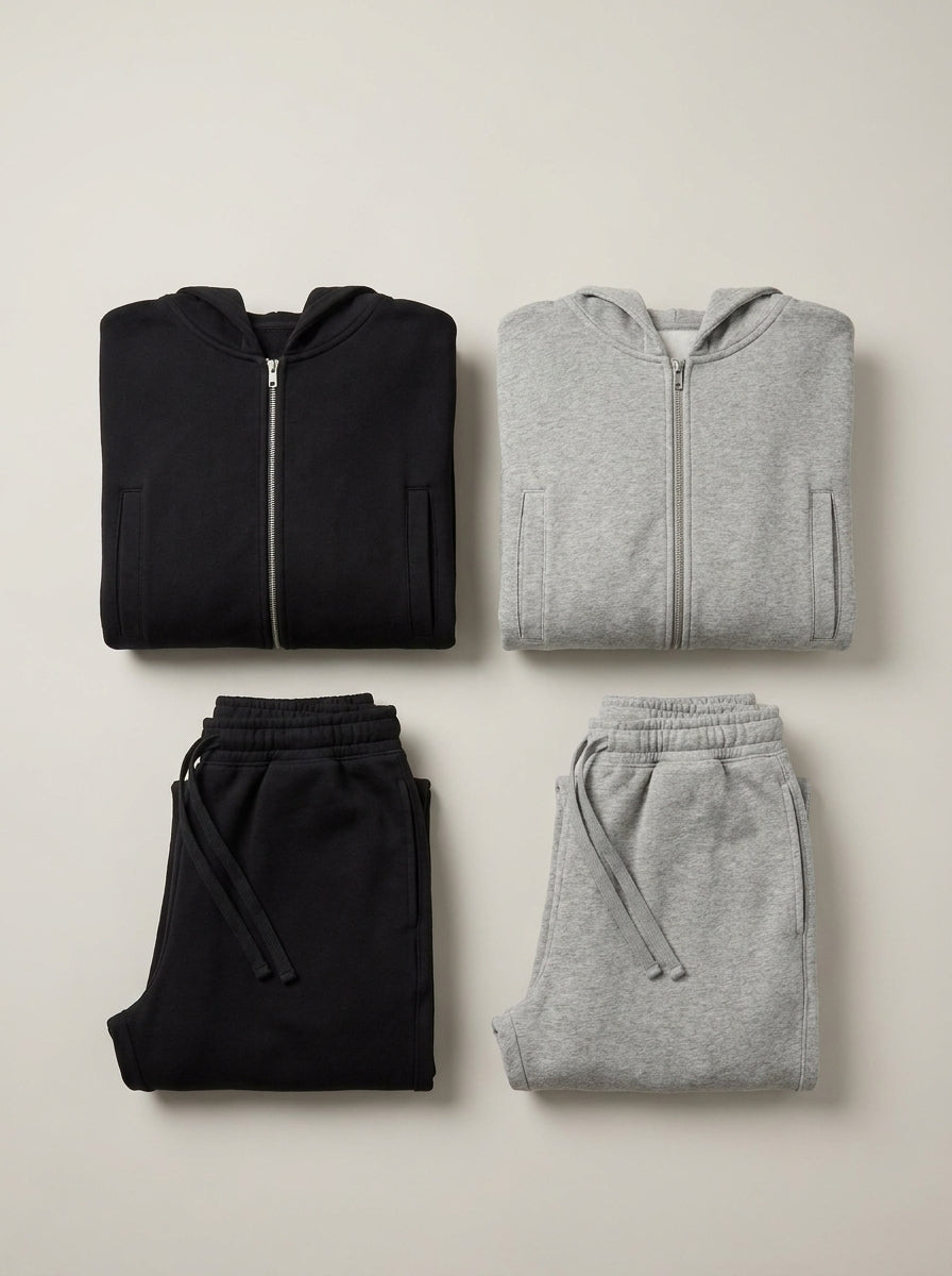 Ensembles pliés noir et gris