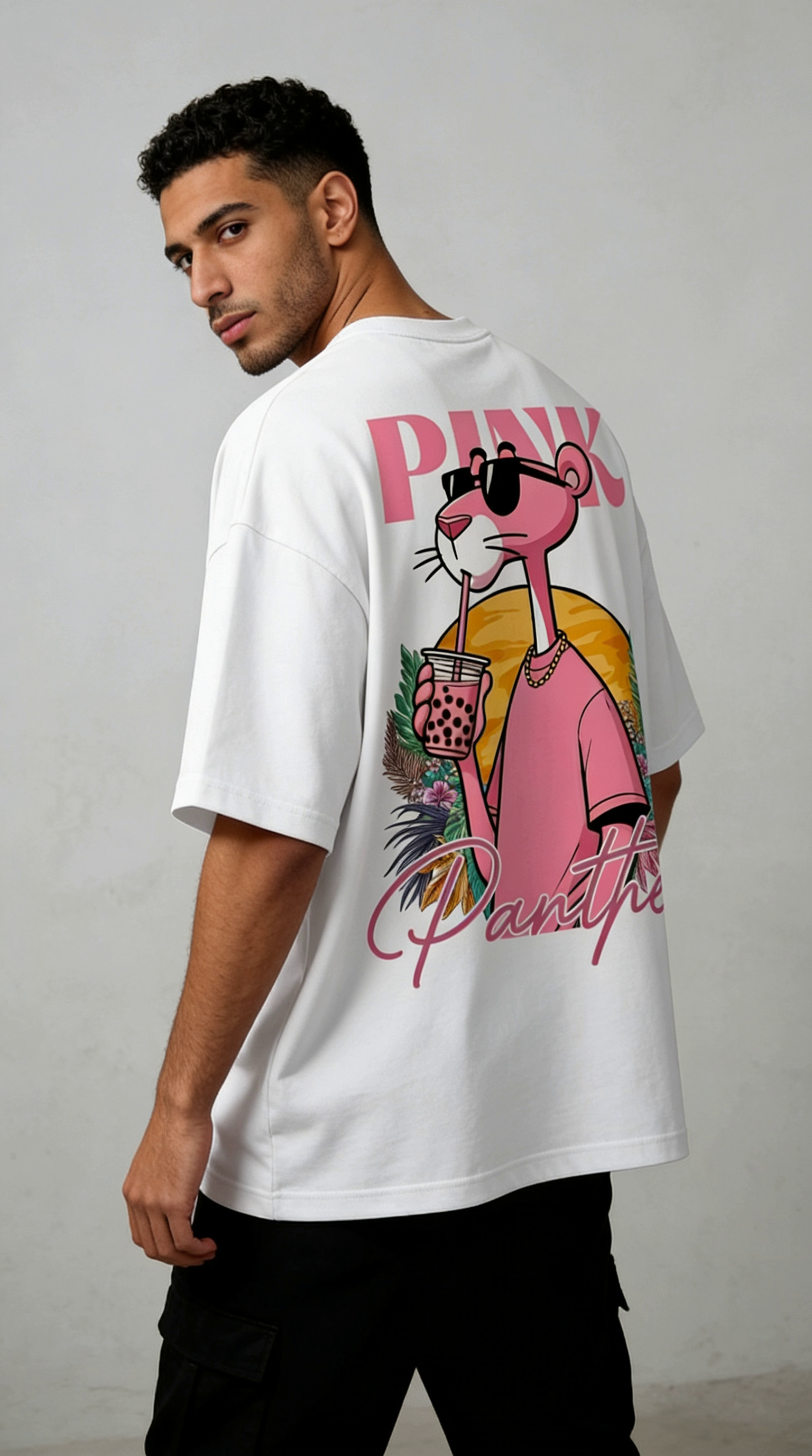 T-Shirt Oversize Pink Panther — Édition Bubble Tea