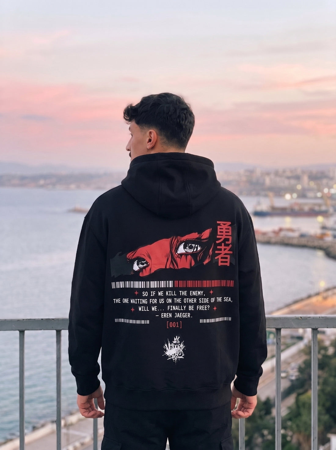 Hoodie YŪSHA 勇者 - Édition [001] | Streetwear Anime | Noir