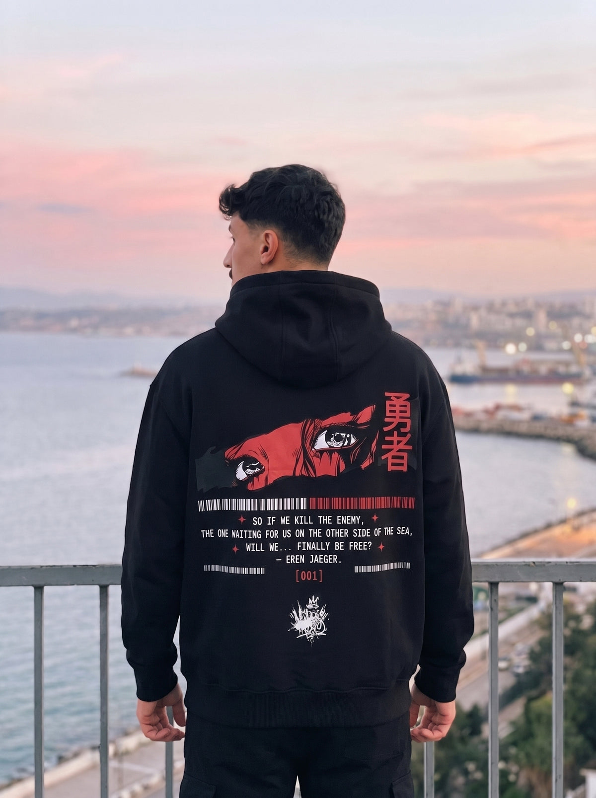 Hoodie YŪSHA 勇者 - Édition [001] | Streetwear Anime | Noir