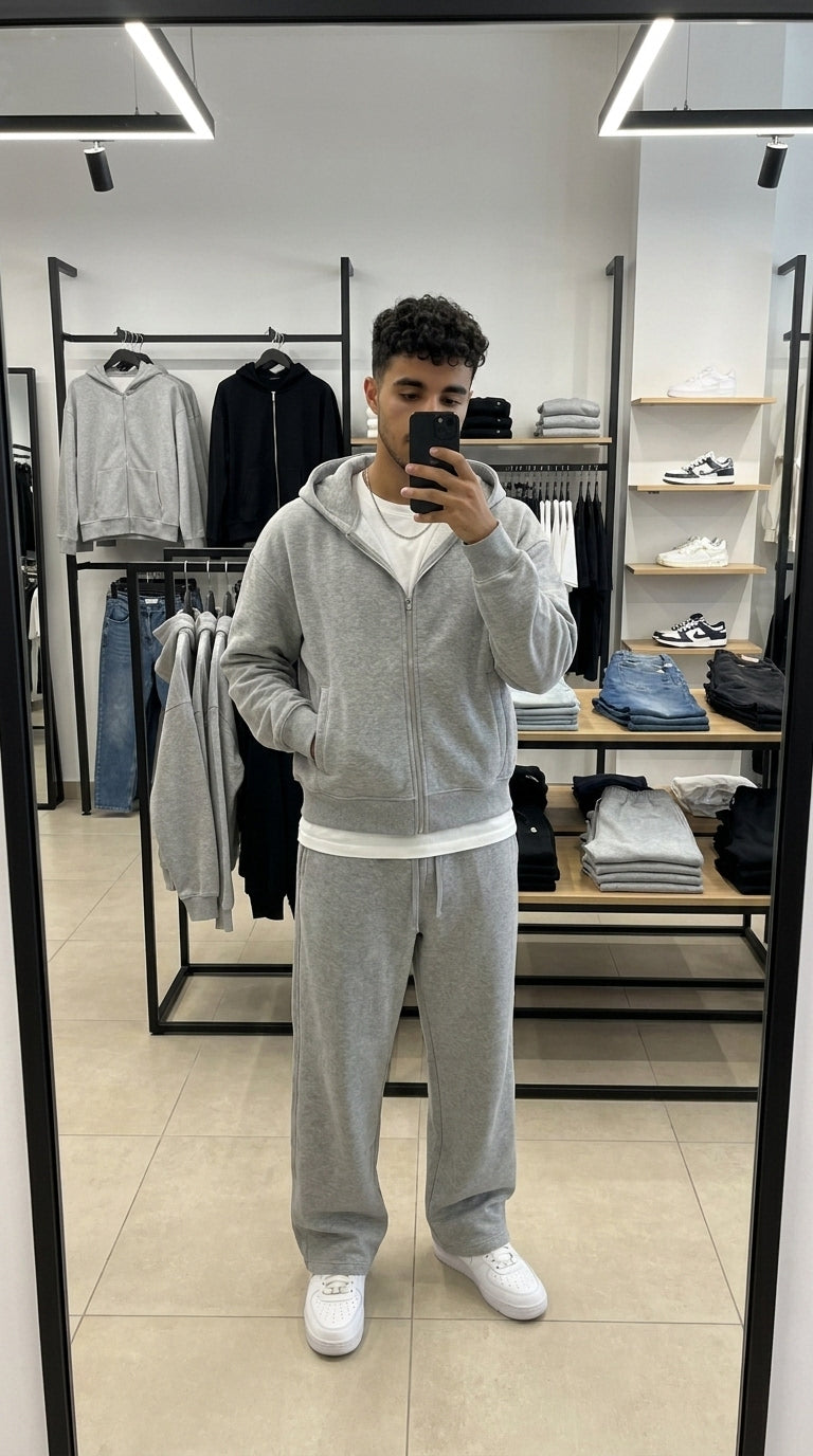 Ensemble Baggy Zip | Oversize Boxy | Noir & Gris