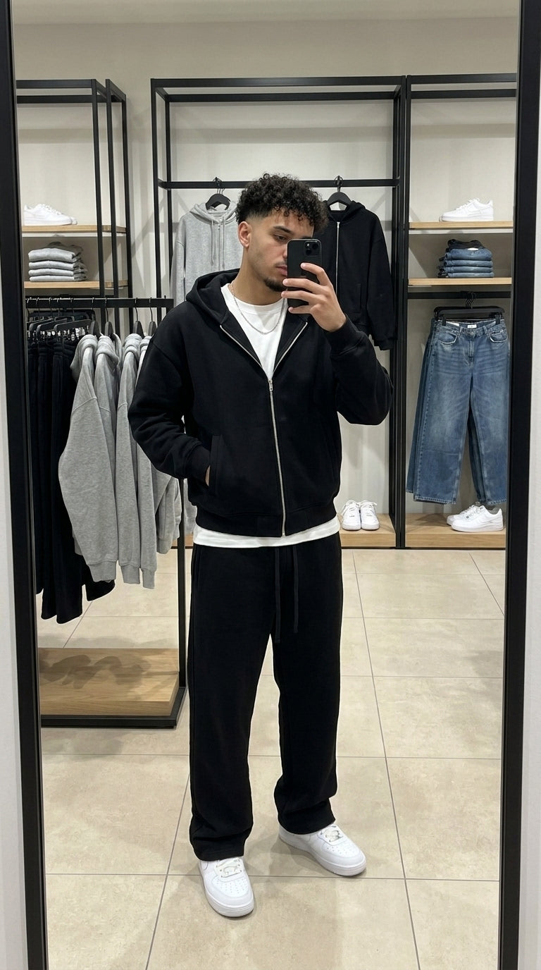 Ensemble Baggy Zip | Oversize Boxy | Noir & Gris