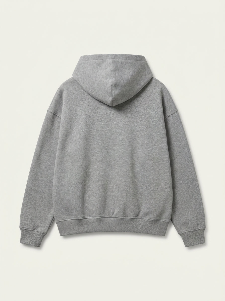 Zip hoodie gris chiné de dos