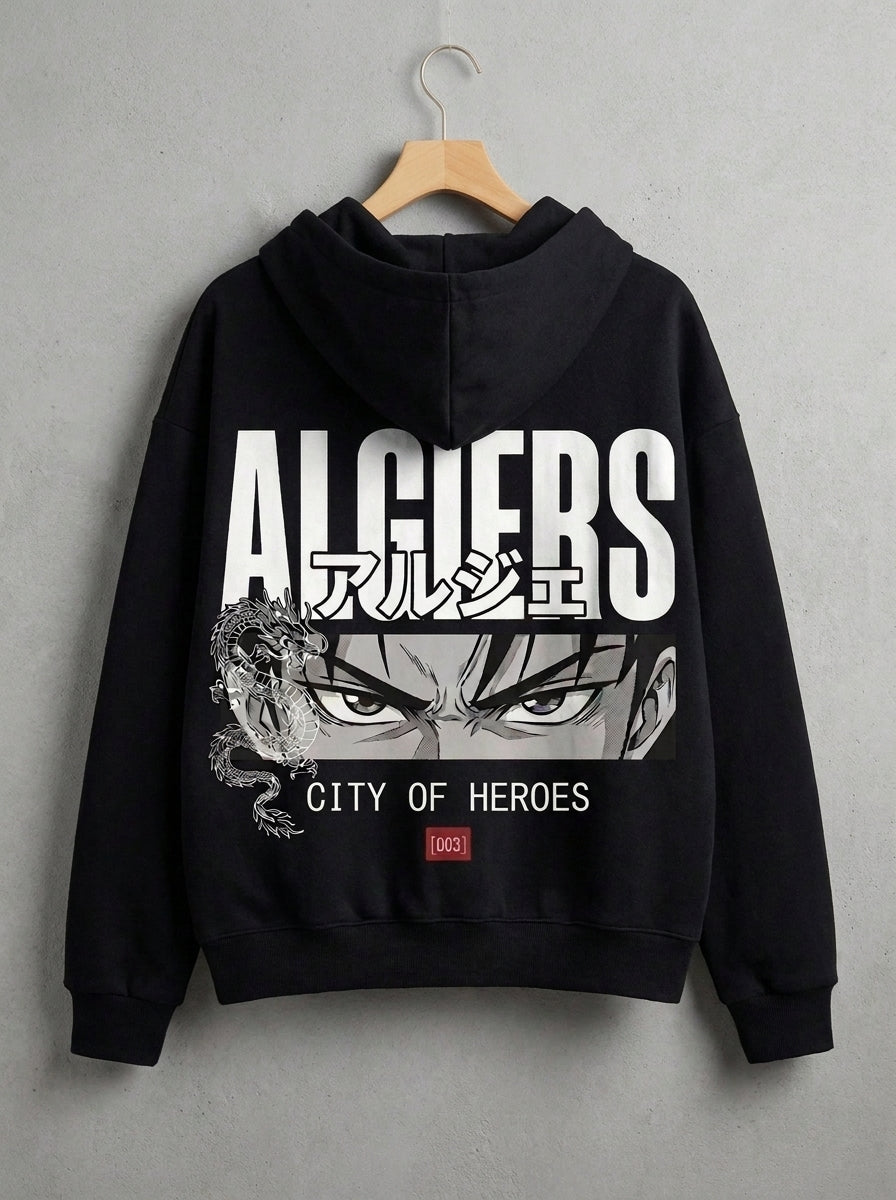 Zip hoodie ALGIERS sur un cintre, dos