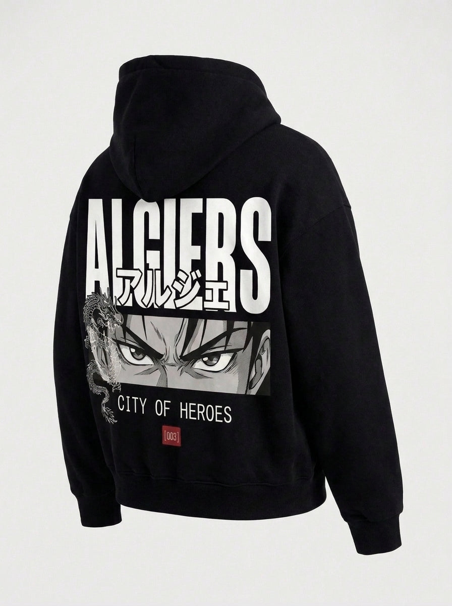 Zip hoodie ALGIERS vu de trois quarts dos